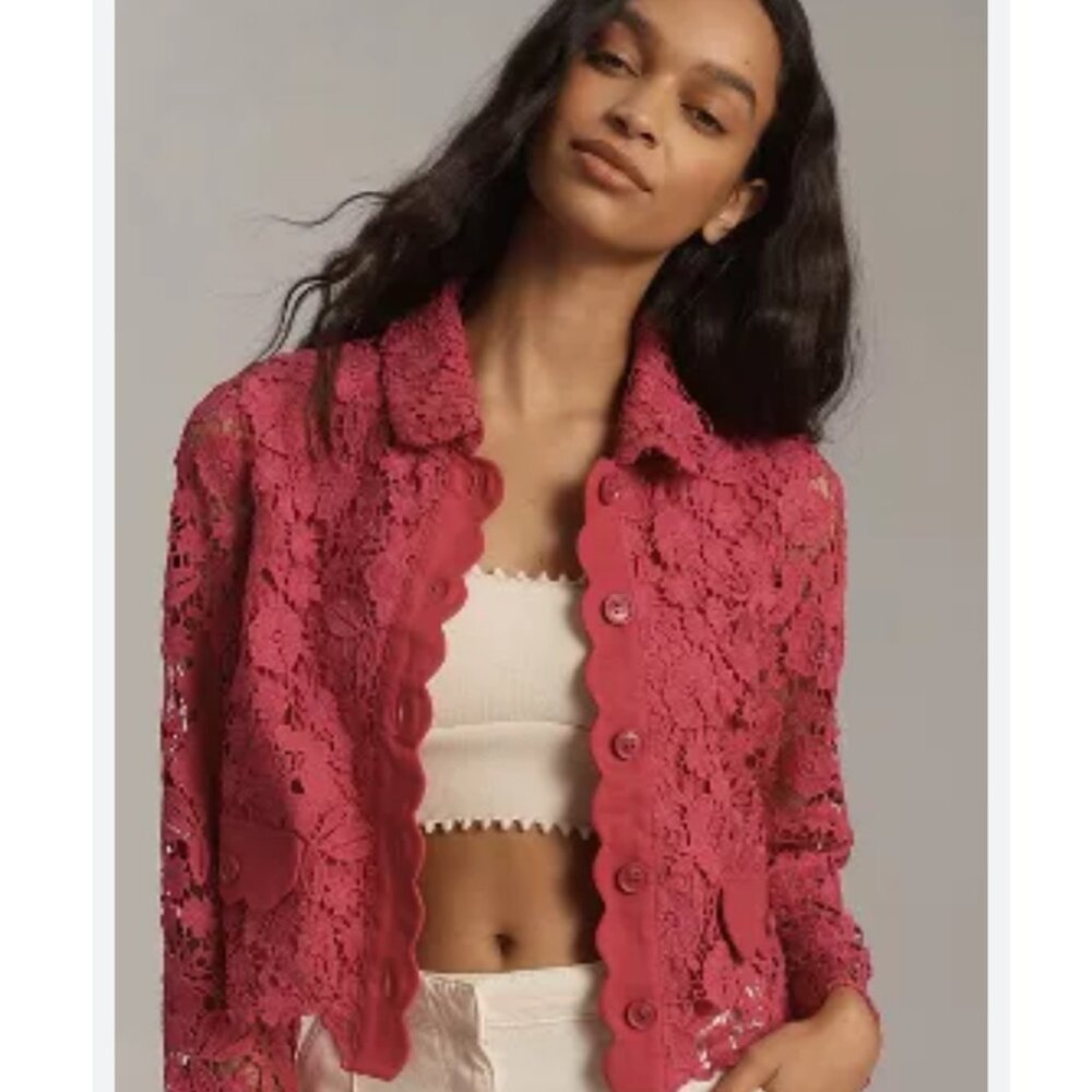 ANTHROPOLOGIE DOLAN Lace Lady Lilac Blazer Jacket‎ Size S NEW WITH TAG